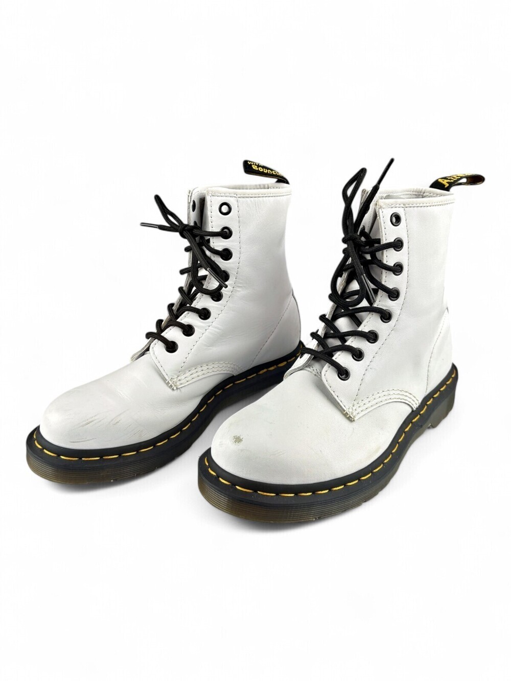 Dr. Martens White Leather 8-Eye Combat Boots Women's 7
